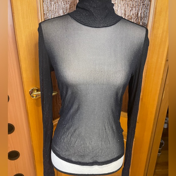 La petite Francaise Women’s sheer top turtleneck lurex sparkly Sz S/M - Picture 13 of 16